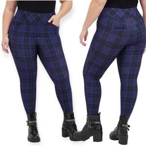 TORRID NWT Pocket Pixie Skinny Studio Luxe Ponte High-Rise Pant Purple Plaid 3X